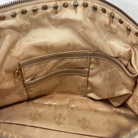 Kathy Van Zeeland Bag Gold Shoulder Bag Handbag Metallic Charms Studded Classic - Picture 12 of 12